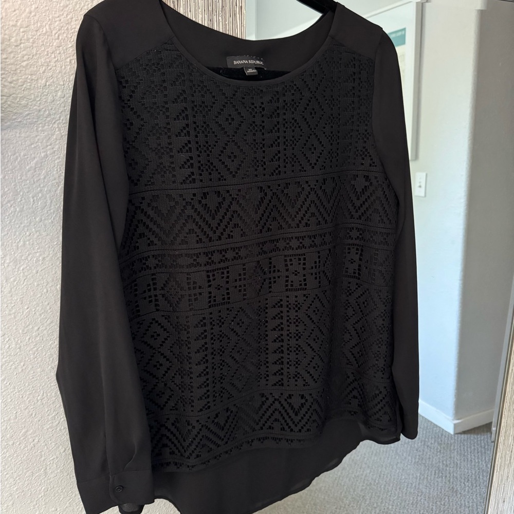 Black Lace Detail Women's Top